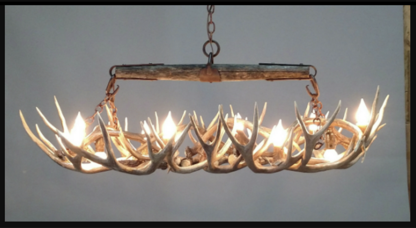 Wild Wild West Deer Antler Ox Yoke Chandelier