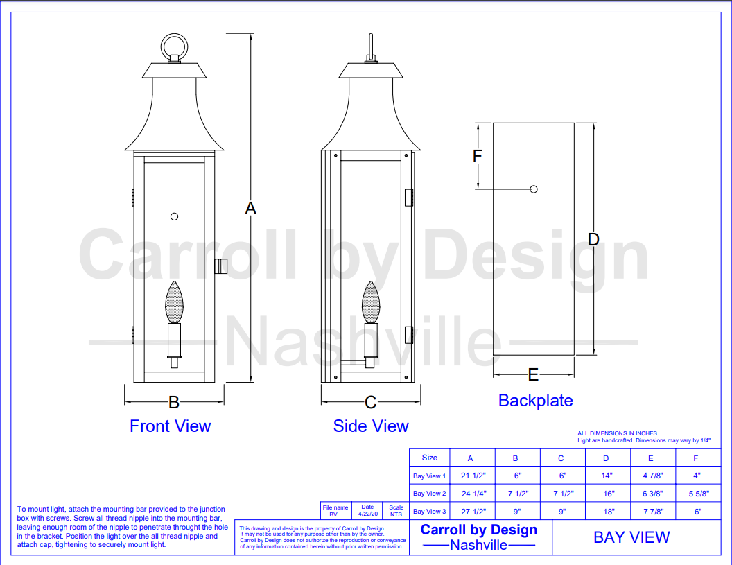 Carroll by Design Bay View Copper Lantern