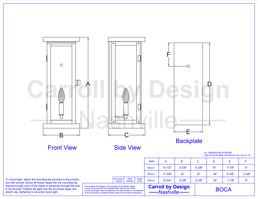 Carroll by Design Boca Copper Lantern