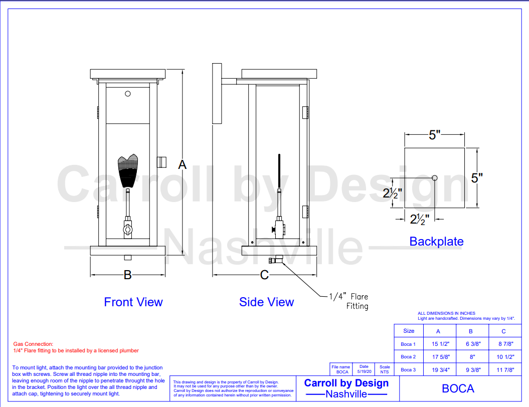 Carroll by Design Boca Copper Lantern