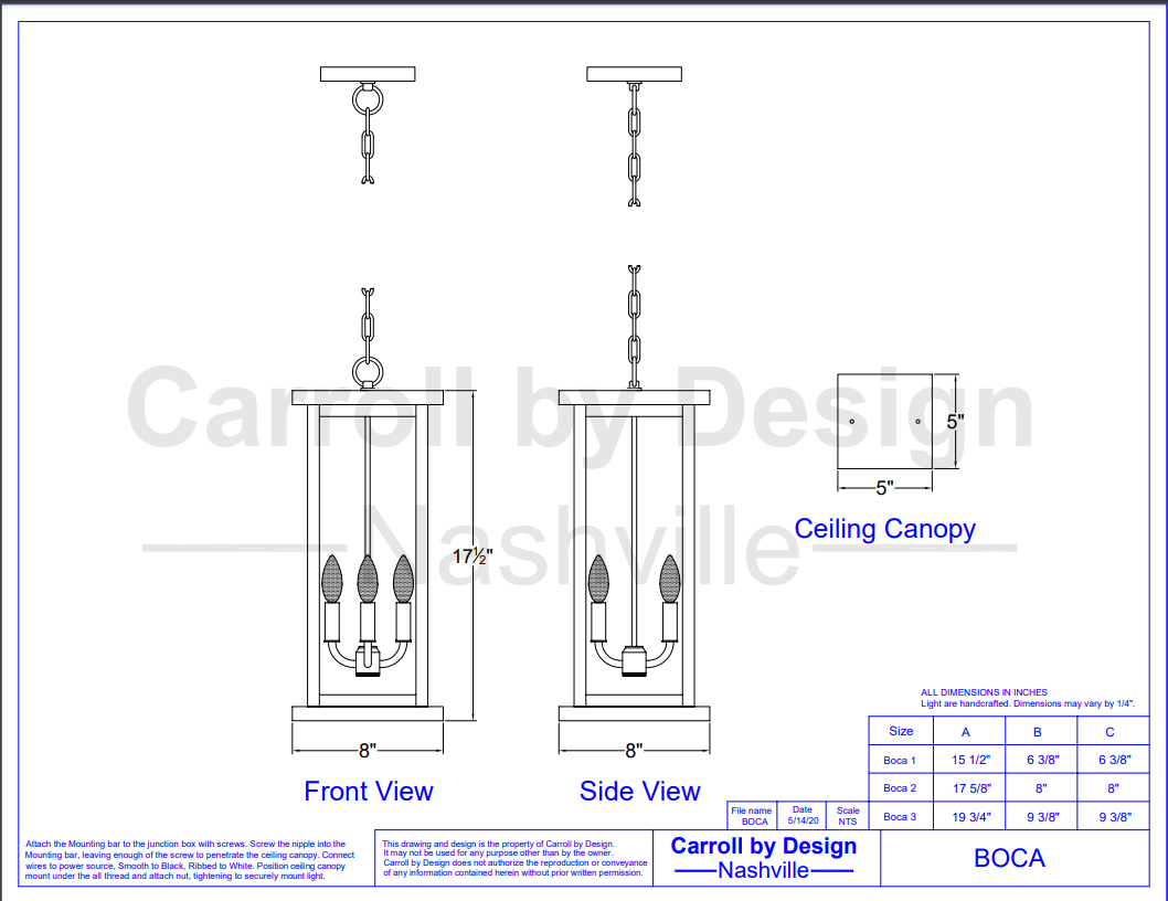 Carroll by Design Boca Copper Lantern