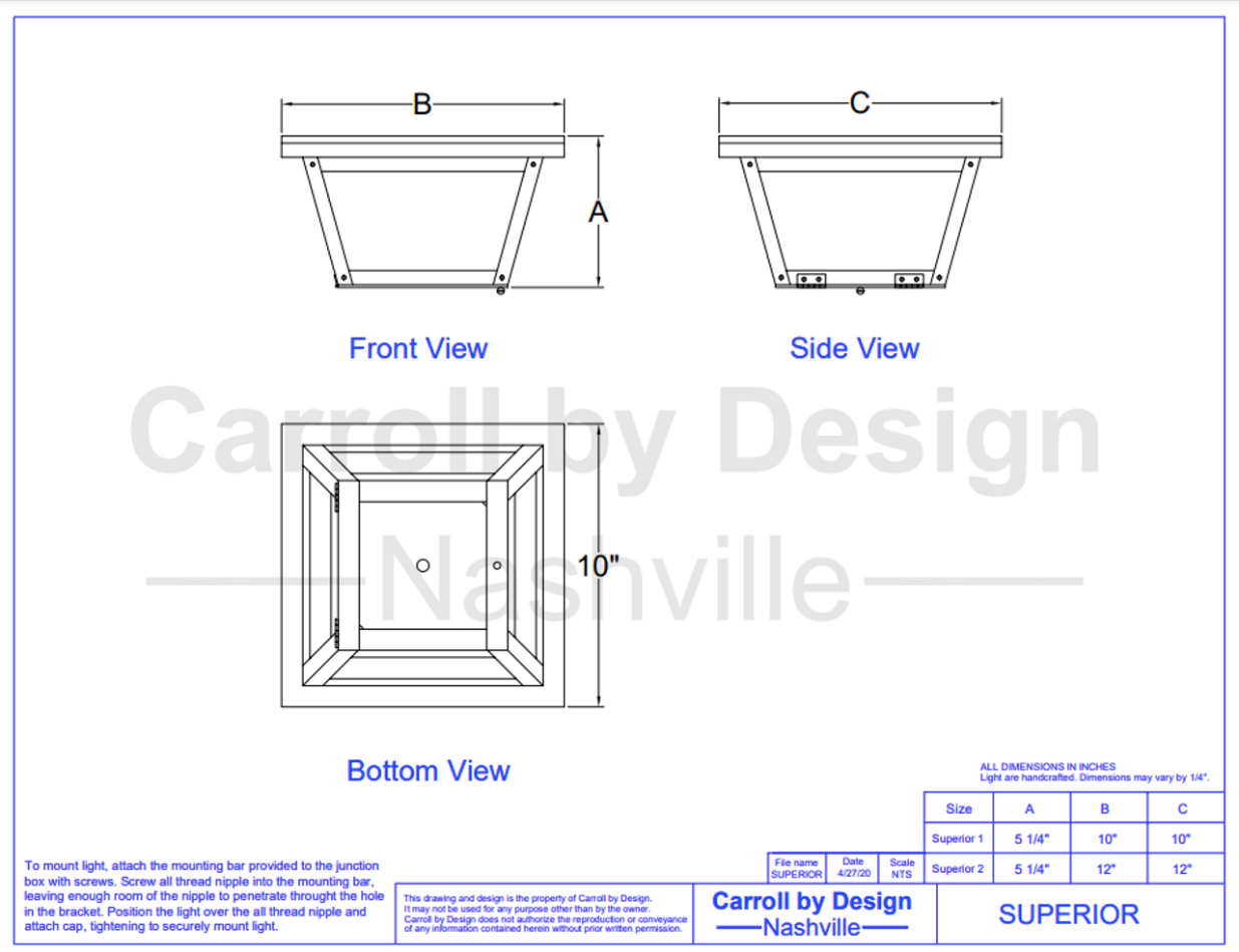 Superior Erie Copper Ceiling Flush Mount Lights