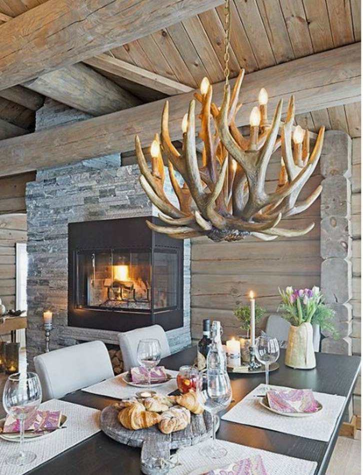 Badlands Real Deer Antler Chandelier 30"W, 18"T