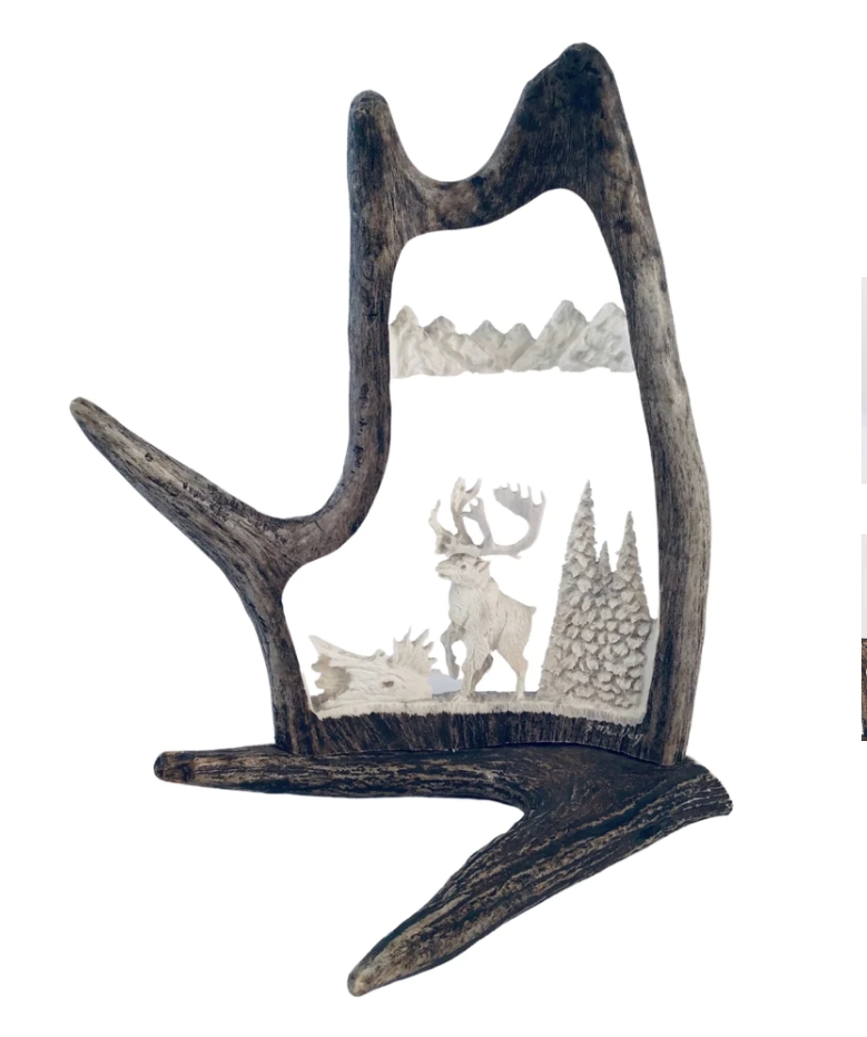 Walking Caribou Antler Carving