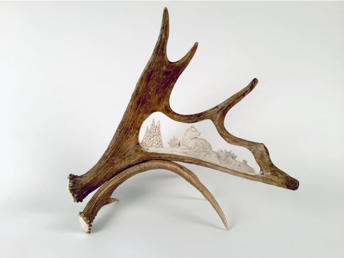 Lone Wolf Antler Carving