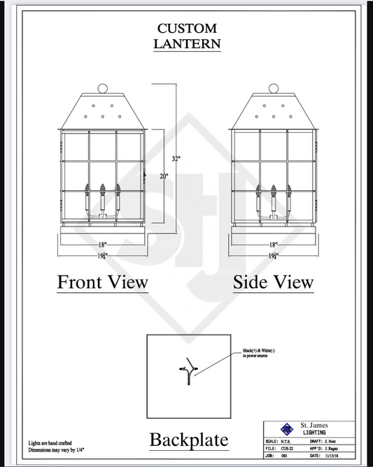 St. James Egg Harbor Lighthouse Coastal Nautical Lantern Custom Design