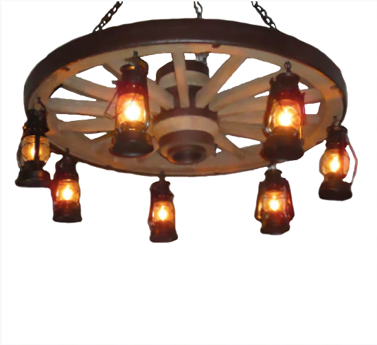 Wild West Wagon Wheel Rustic Chandelier, 42" W x 12"T