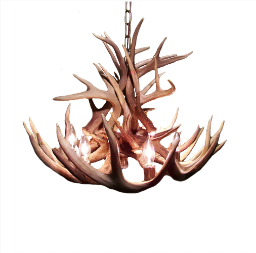 Arkansas Deer Antler Chandelier, 28" W x 16" T, 6 Lights