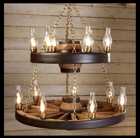 RUSTIC WAGON WHEEL CHANDELIER