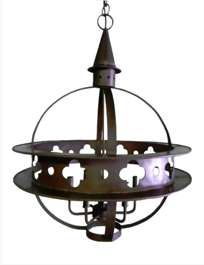 MEDIEVAL Outdoor Gas Electric Copper Lantern Kitchen Island Pendant Ceiling Light Fixture Chandelier Entryway Patio Light