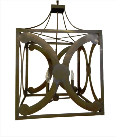 RUSTIC VINTAGE ANTIQUE COPPER CHANDELIER LANTERN