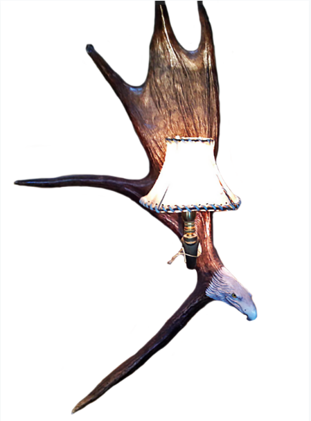 Moose Antler Wall Sconce w/Rawhide Shade