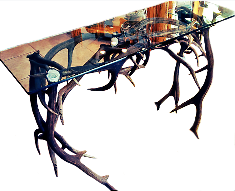 Elk Antler Table w/Glass