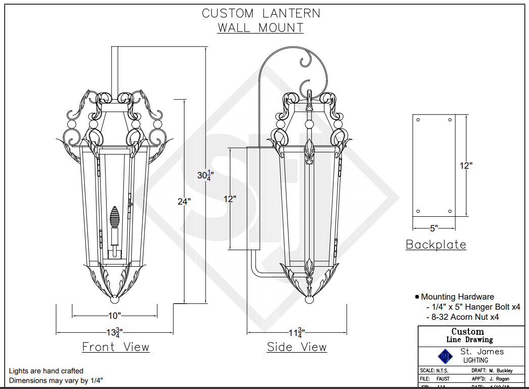 St. James Sodonna Medieval Copper Lantern Custom Design
