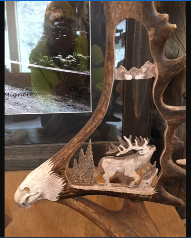 Wild Elk Antler Carving