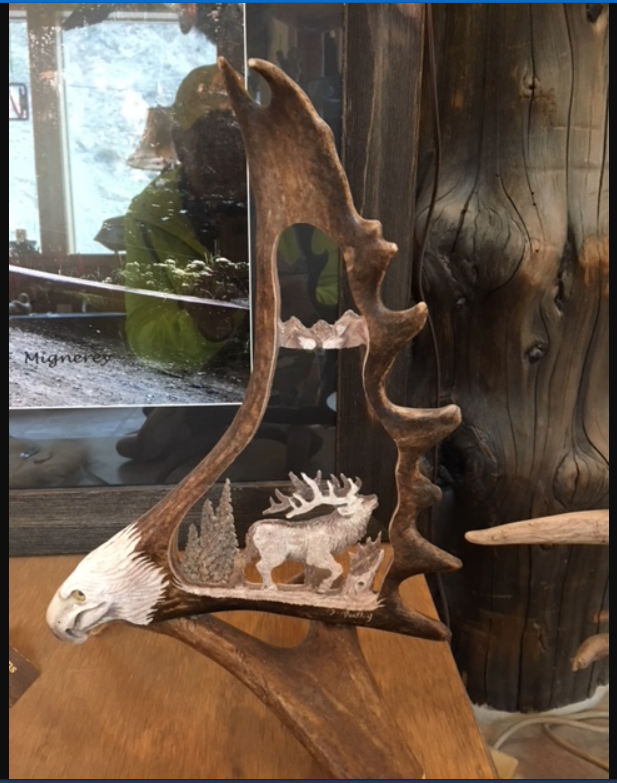 Wild Elk Antler Carving