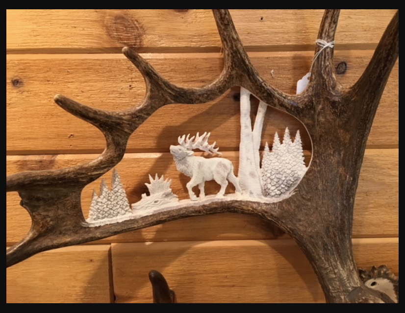 The Walking Elk or Moose Antler Carving