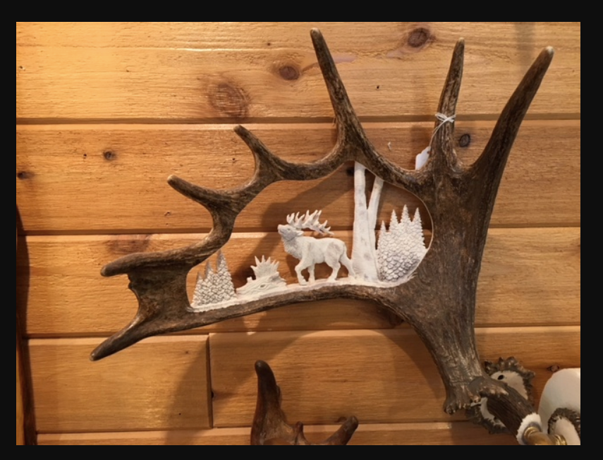 The Walking Elk or Moose Antler Carving
