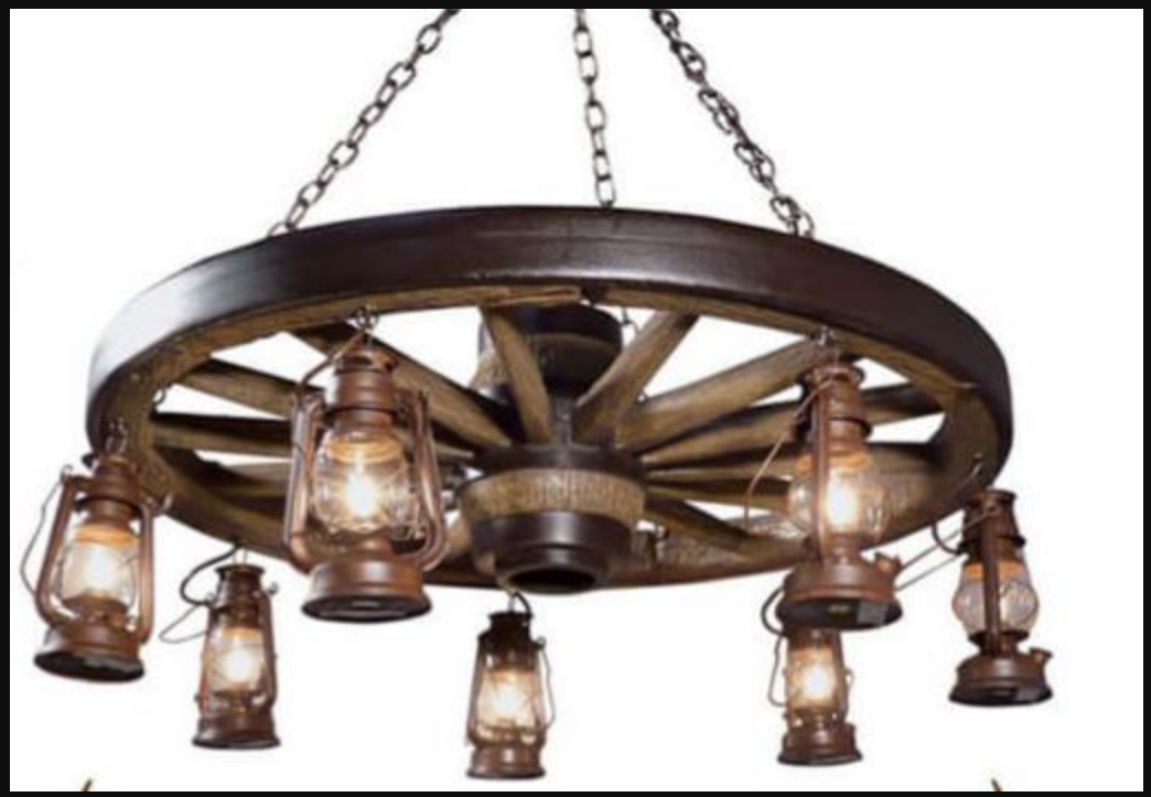 Wild West Wagon Wheel Rustic Chandelier, 42" W x 12"T