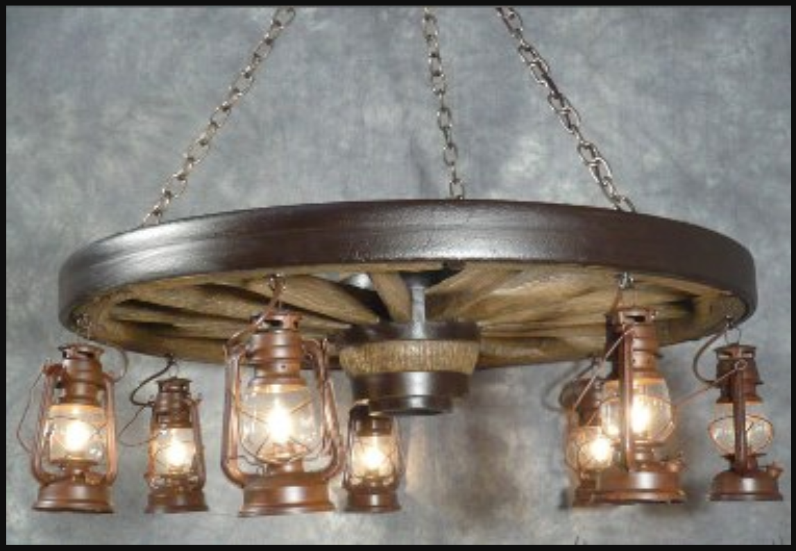 Wild West Wagon Wheel Rustic Chandelier, 42" W x 12"T