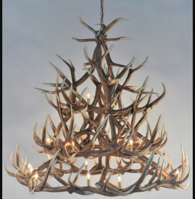 King of the Mountain Faux Elk Antler Chandelier, 72"W x 72"T