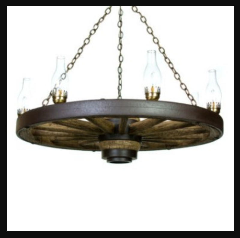 Wagons West! Wagon Wheel Rustic Chandelier, 42"W x 12"T
