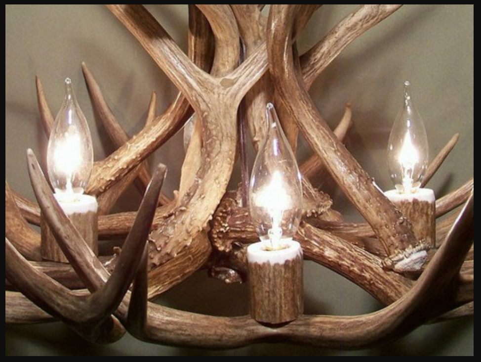 Colorado Deer Antler Chandelier, 28" W x 15" T, 4 Lights