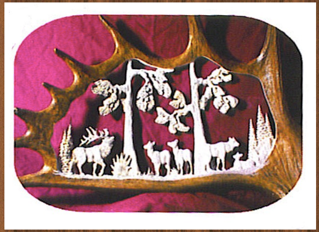 The Wapiti Family Moose Antler Carving