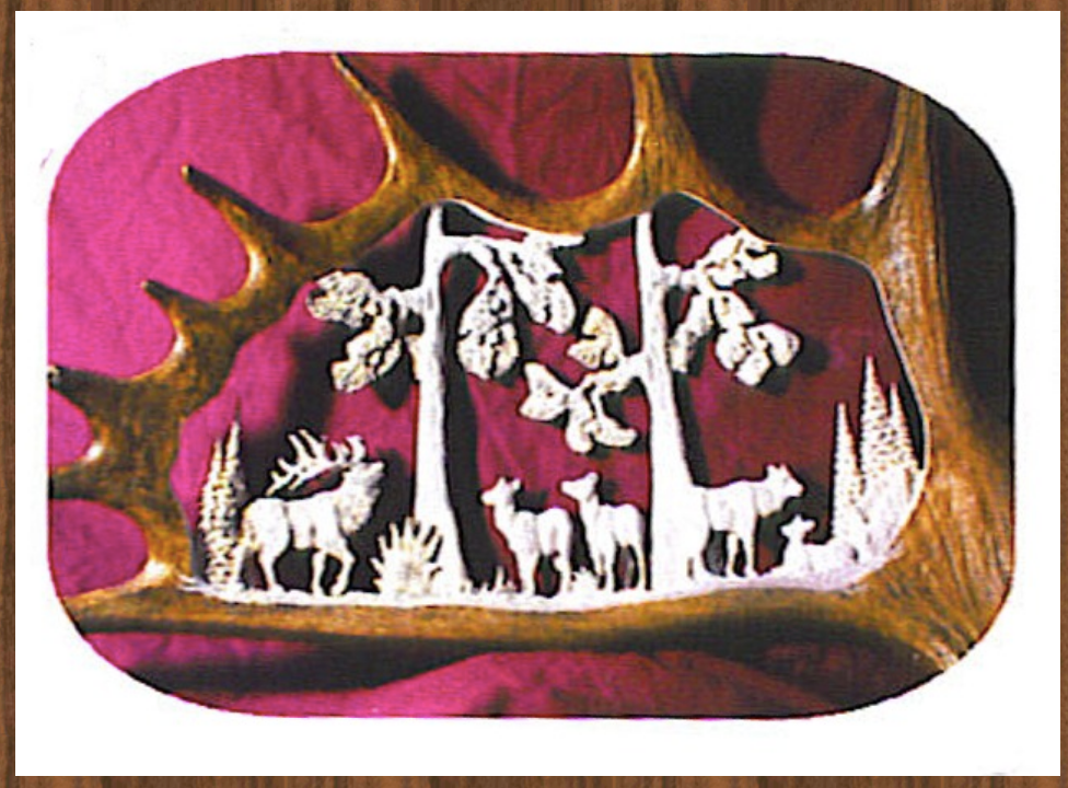 The Wapiti Family Moose Antler Carving