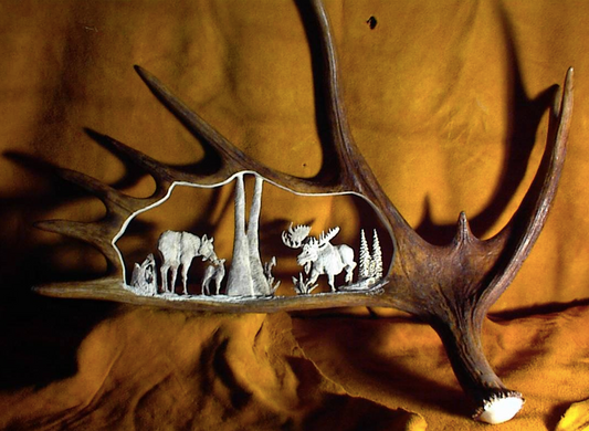 Moose Family Antler Carving