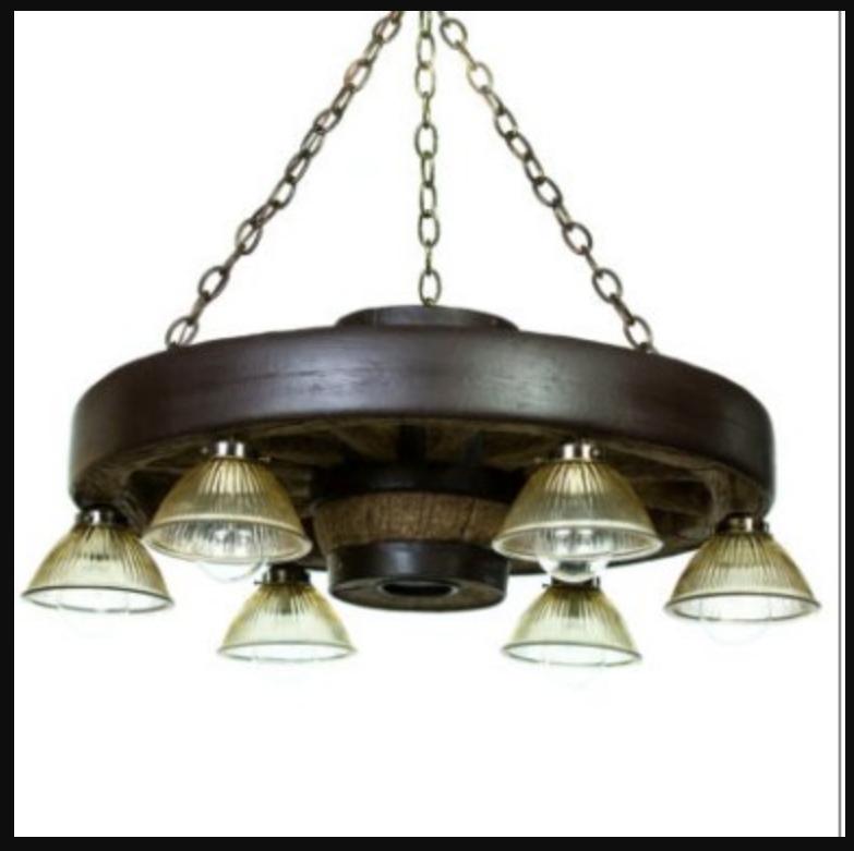 RUSTIC WAGON WHEEL CHANDELIER