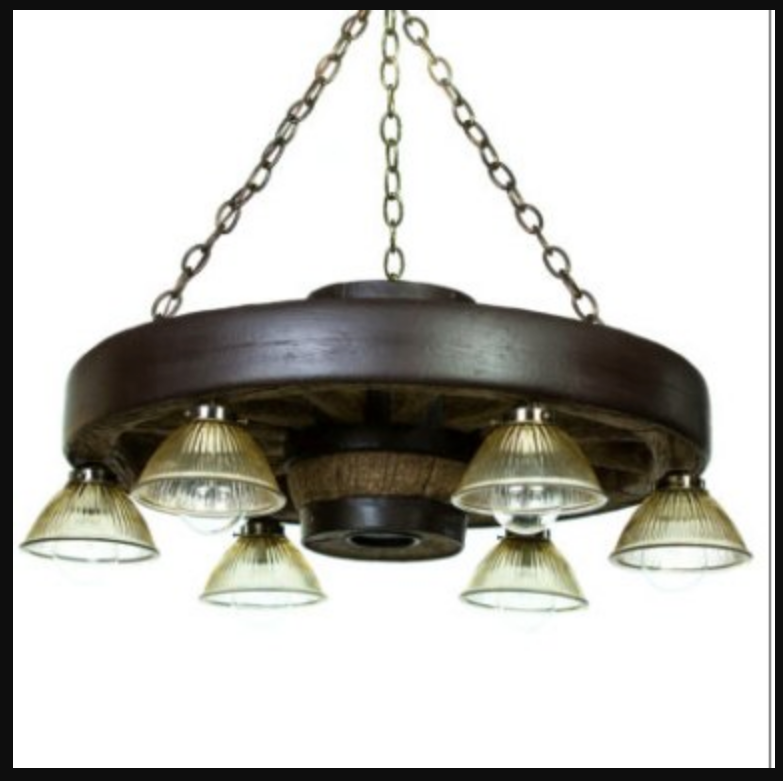 Circle the Wagons! Wagon Wheel Rustic Chandelier, 30"W x 12"T