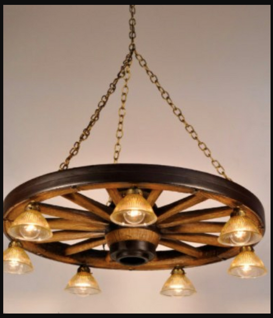 RUSTIC WAGON WHEEL CHANDELIER