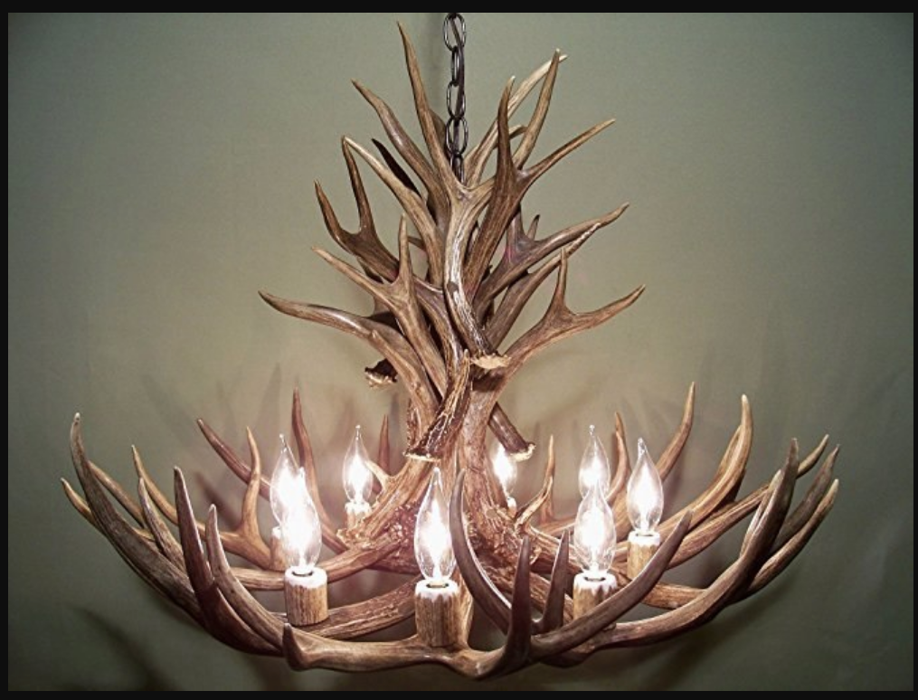 Wyoming Deer Antler Chandelier, 28" W x 20" T, 8 Lights