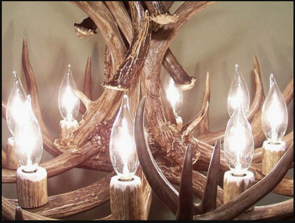 Wyoming Deer Antler Chandelier, 28" W x 20" T, 8 Lights