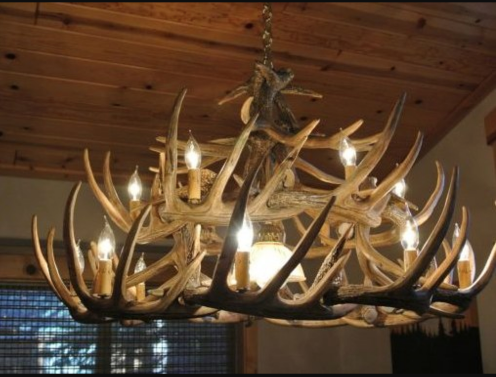 River Drive Faux Antler Chandelier, 42"W x 26"T