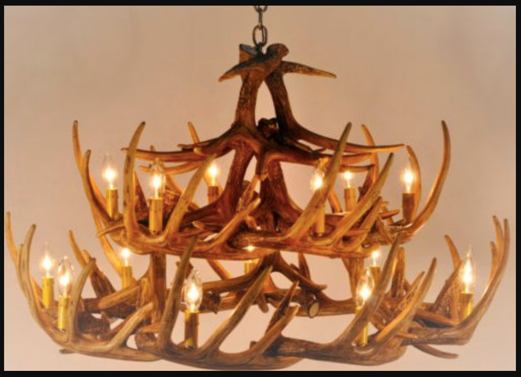 River Drive Faux Antler Chandelier, 42"W x 26"T