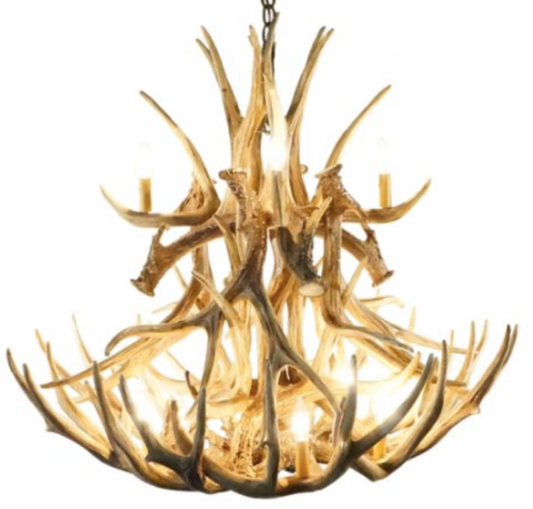 Cheyenne Faux Deer Antler Chandelier, 37" W x 35" T