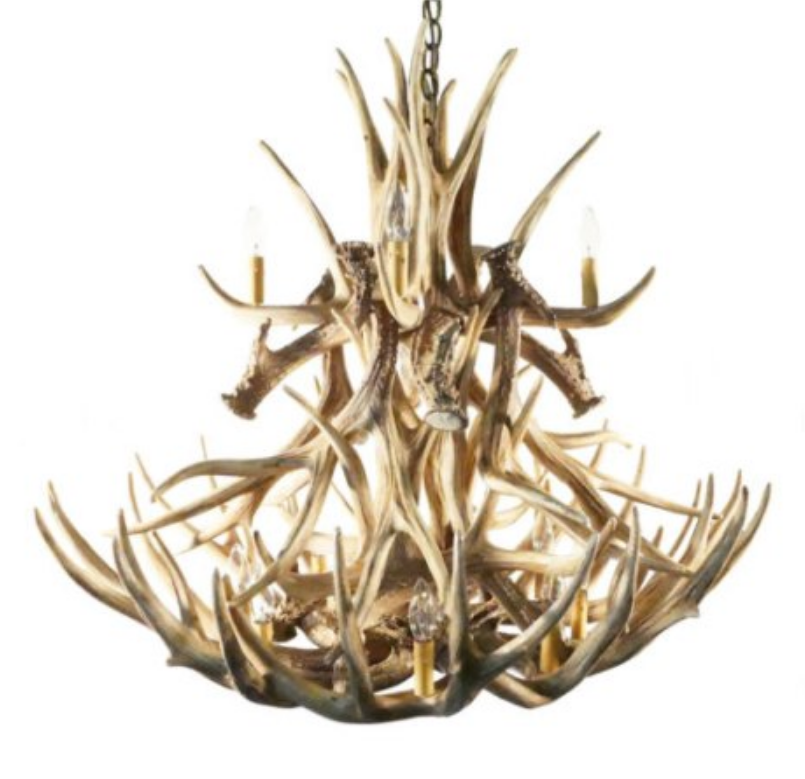 Cheyenne Faux Deer Antler Chandelier, 37" W x 35" T