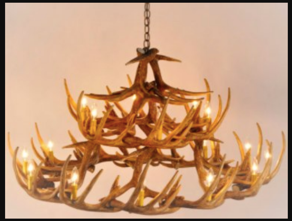 La Crosse Faux Deer Antler Chandelier, 50"W x 27"T
