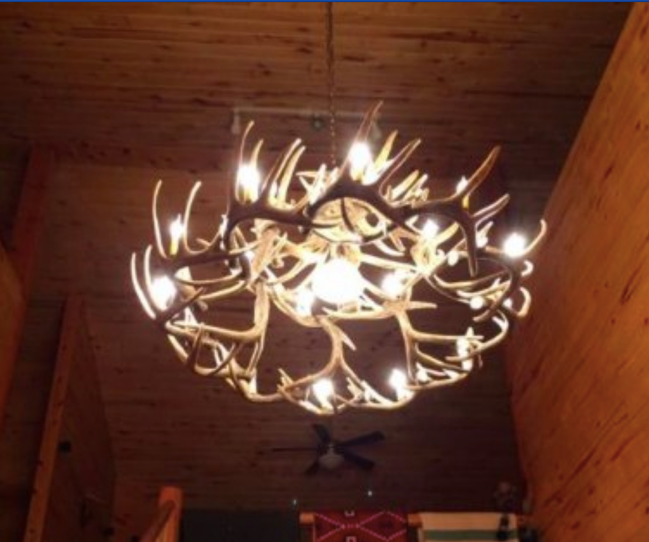 La Crosse Faux Deer Antler Chandelier, 50"W x 27"T