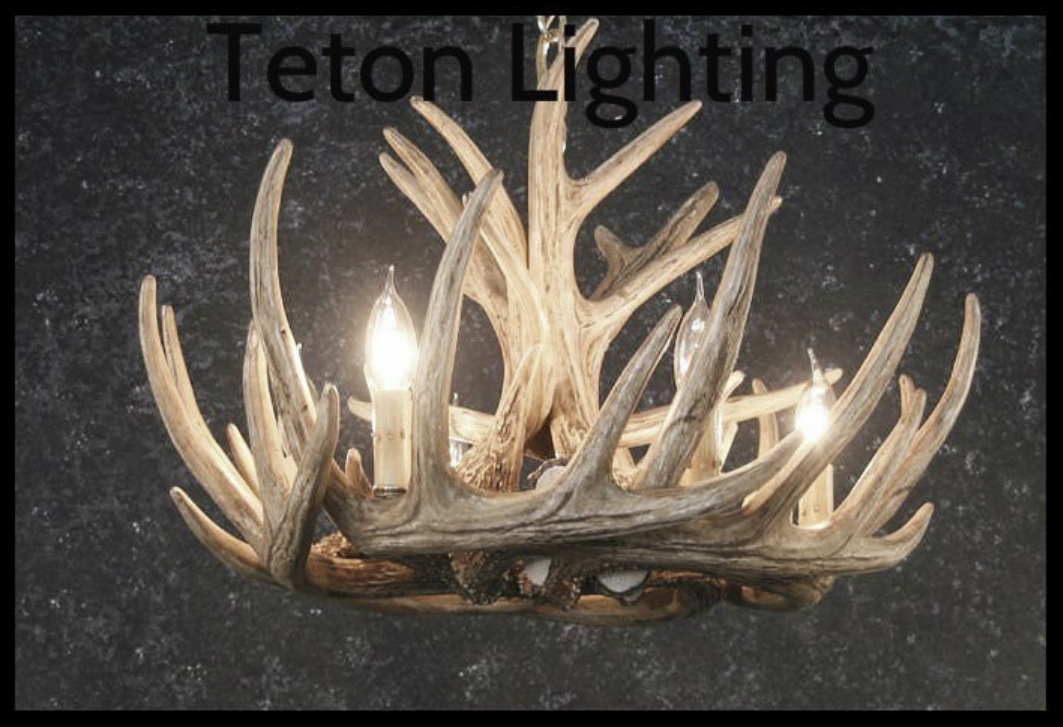 Lake Geneva Faux Deer Antler Chandelier, 24" W x 15" T