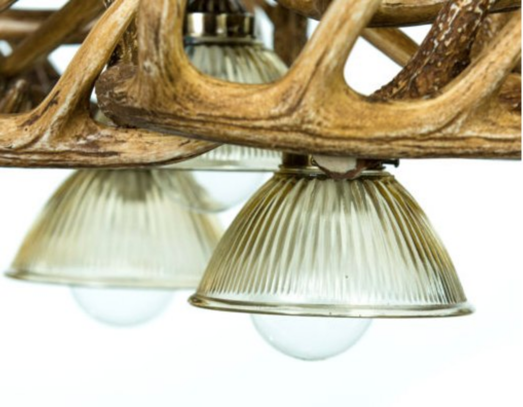 Coloma Faux Deer Antler Chandelier, 3 Down Lights, 32"W x 25"T