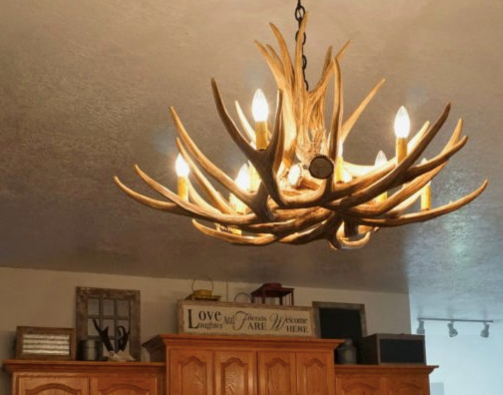 Owyhee Faux Deer Antler Chandelier, 36"W x 20"T