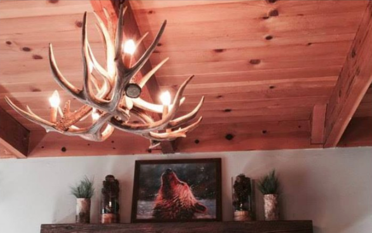 Kings Hill Faux Deer Antler Chandelier, 32"W x 20"T