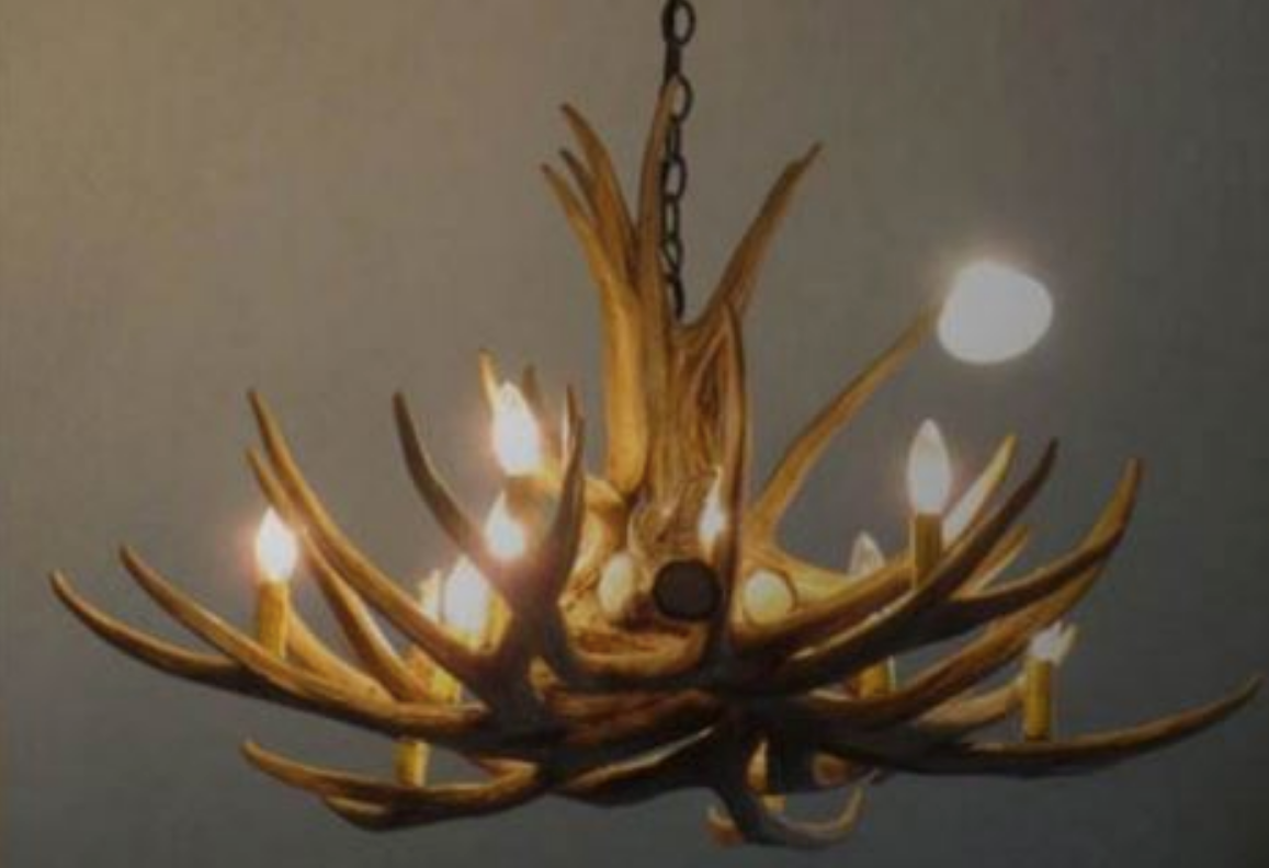 Kings Hill Faux Deer Antler Chandelier, 32"W x 20"T