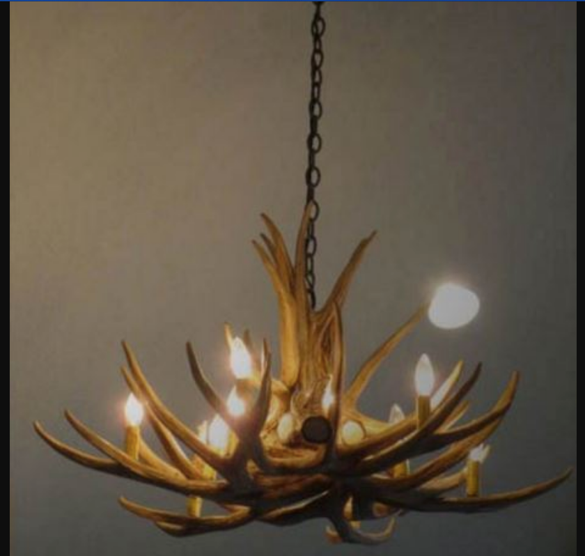 Kings Hill Faux Deer Antler Chandelier, 32"W x 20"T