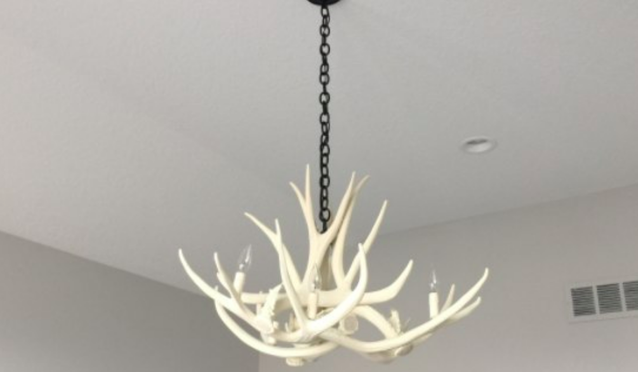 Kings Hill Faux Deer Antler Chandelier, 32"W x 20"T