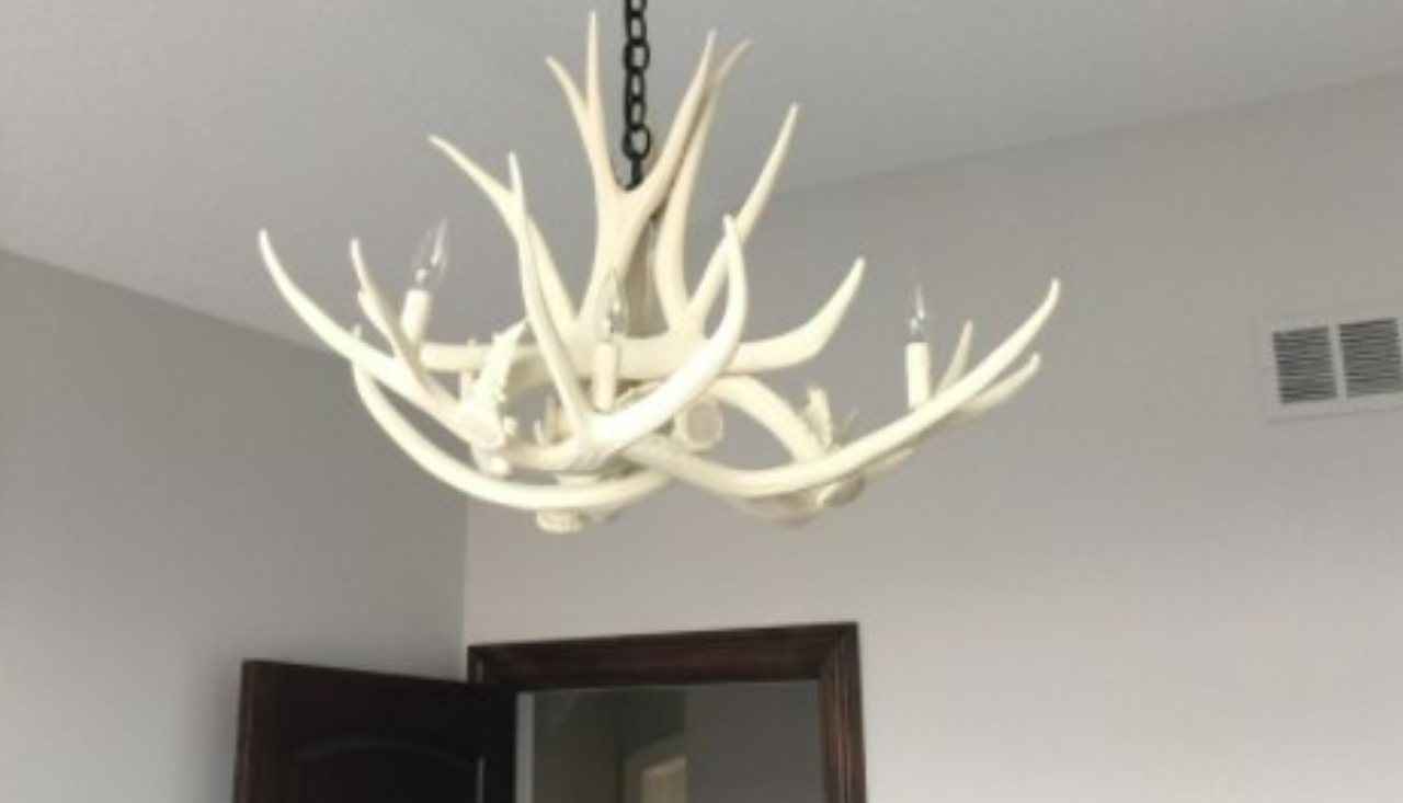 Kings Hill Faux Deer Antler Chandelier, 32"W x 20"T