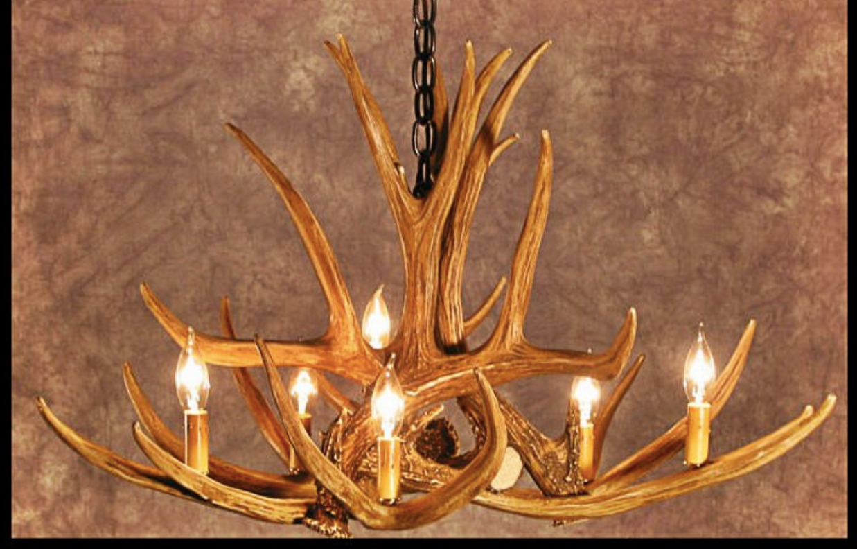 Kings Hill Faux Deer Antler Chandelier, 32"W x 20"T